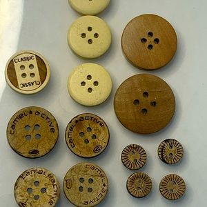 Vintage Wood Buttons lot of 14 diff sizes but all work well together